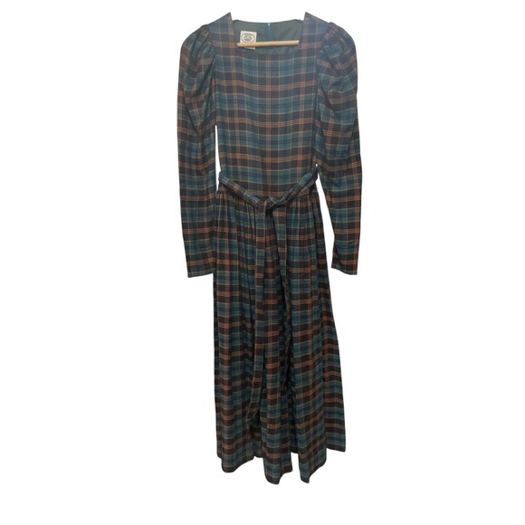 Vintage Laura Ashley Tartan Dress Size 6 Belted VGC - Picture 1 of 12